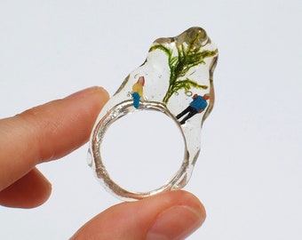 under the tree ring, transparent epoxy statement ring