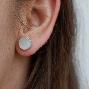 button stud earrings, sterling silver image 1