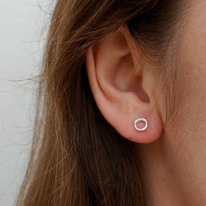 donut, minimalist silver stud earrings image 1