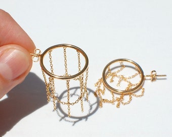 basketball hoop earrings, gold plated