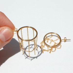 basketball hoop earrings, gold plated