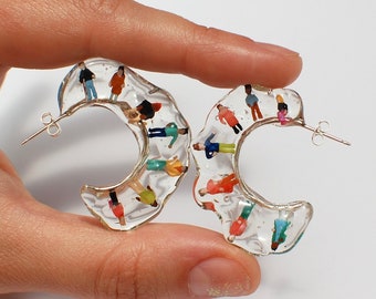 people stuck in jelly, hoop earrings, sterling silver