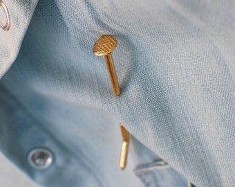 gold nail pin, gold plated brooch