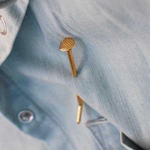 gold nail pin, gold plated brooch