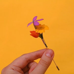 plant holder brooch, flower holder pin, minimalist brooch, boutonniere image 1