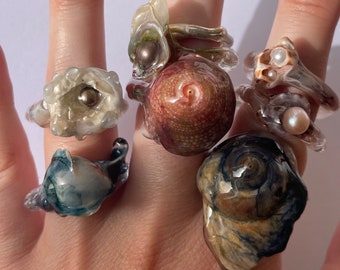 cold water shells, set of statement rings, choose one