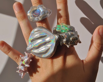 statement holographic ring collection, choose one