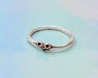 smiley ring, goggle eyes ring, cute ring, fun jewelry