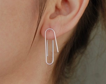 paper clip earrings, fun jewelry, minimalist, geometric jewelry