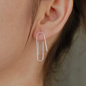 paper clip earrings, fun jewelry, minimalist, geometric jewelry