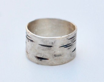 birch bark ring, nature lover jewelry, alternative wedding band, tree texture