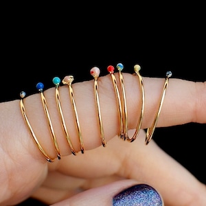 mini Sonnensystem Ring Set, 9 Zusteckringe, Sterling Silber oder vergoldet, Weltraum Schmuck