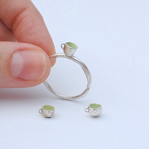 tiny cup SET, matcha cup, ring and earrings