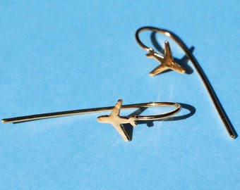 airplane earrings gold plated, minimalist earrings