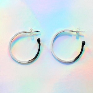 burnt matchstick earrings, matchstick hoops, minimalist hoops, silver or gold plated earrings