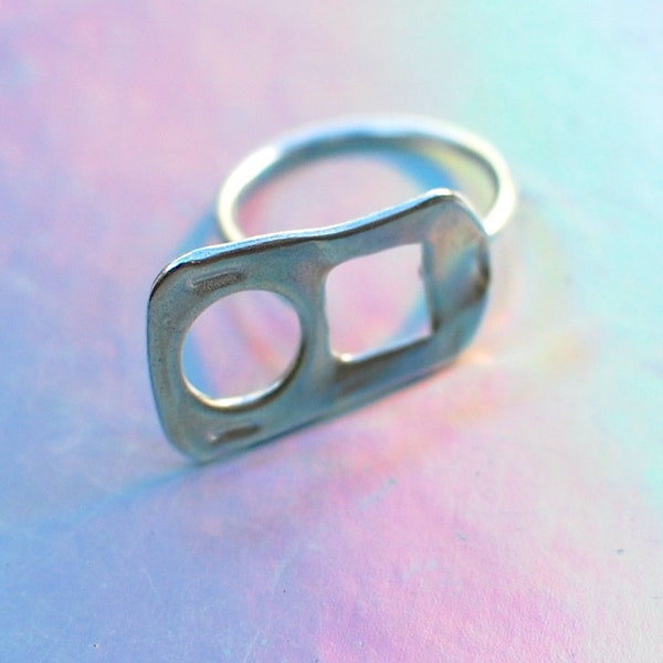 soda ring, pull tab ring, can opener, pop art ring, statement ring, punk jewelry, soda tab