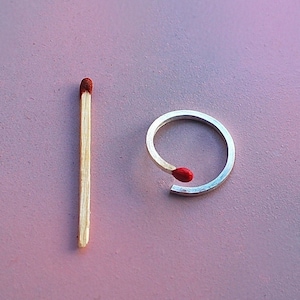 matchstick ring, surrealist ring, minimalist ring, geometric, fun jewelry, designer ring, unburned match