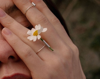 Blumengefäßring aus Sterlingsilber, minimalistischer Ring, Vasenring, Blumenhalterring, Blumenstraußring, einfaches Design