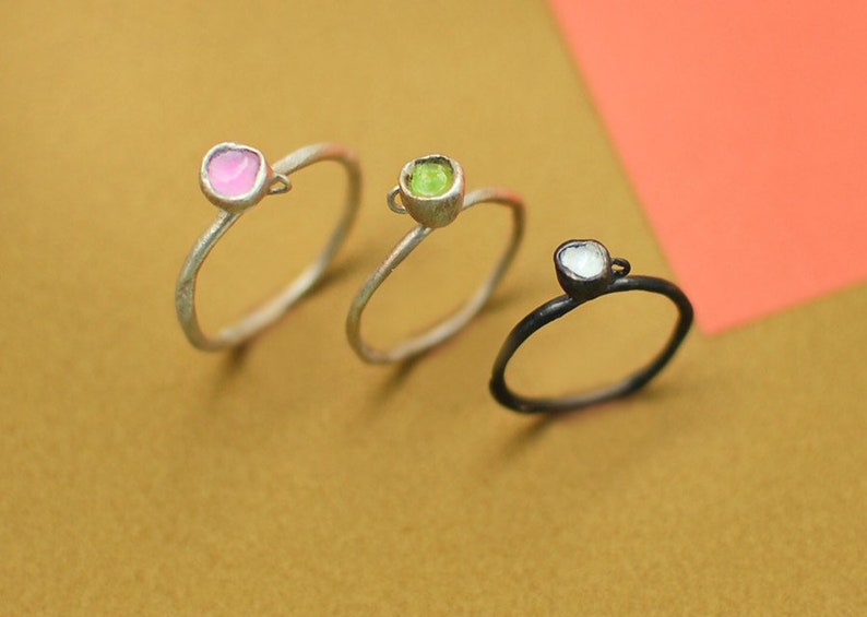 tiny cup ring, cute ring, stackable, matcha image 10