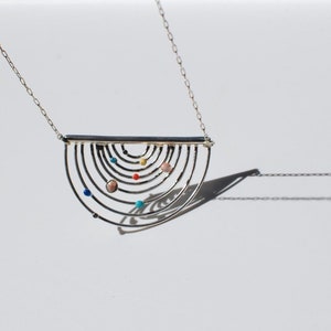 solar system pendant, planets, minimalist, silver pendant image 2