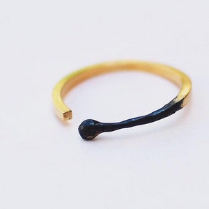 gold plated burnt matchstick ring