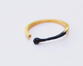 gold plated burnt matchstick ring