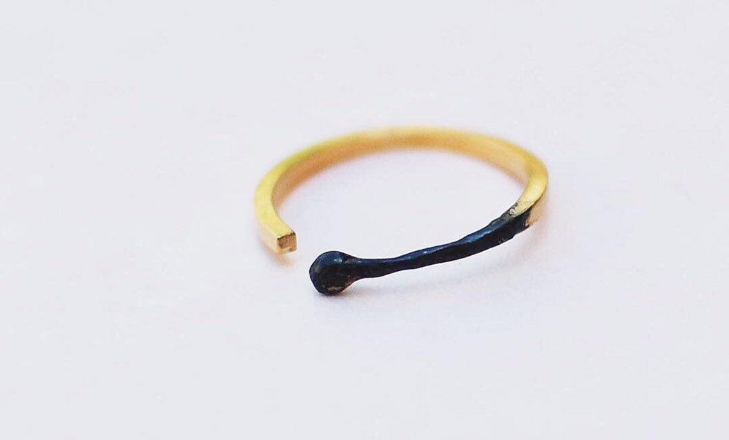 Gold Plated Burnt Matchstick Ring Etsy Australia