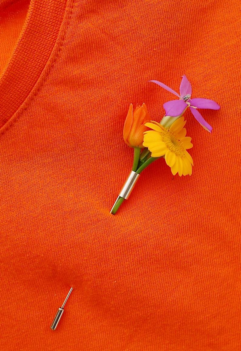 plant holder brooch, flower holder pin, minimalist brooch, boutonniere image 2