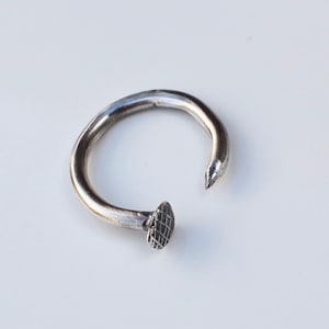 rusty nail ring, fun ring, minimalist jewelry, pop art, punk ring, statement ring