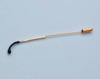 matchstick pin, brooch, gold plated matchstick, burnt matchstick