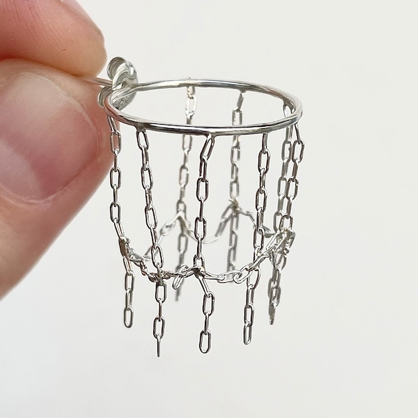 basketball hoop earrings, sterling silver ear studs