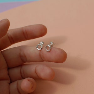 donut, minimalist silver stud earrings image 3