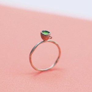 tiny cup ring, cute ring, stackable, matcha