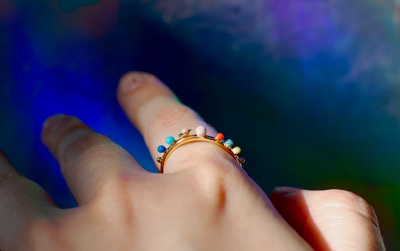 Mini Solar System Ring in Gold Color Gold Plated Planets | Etsy