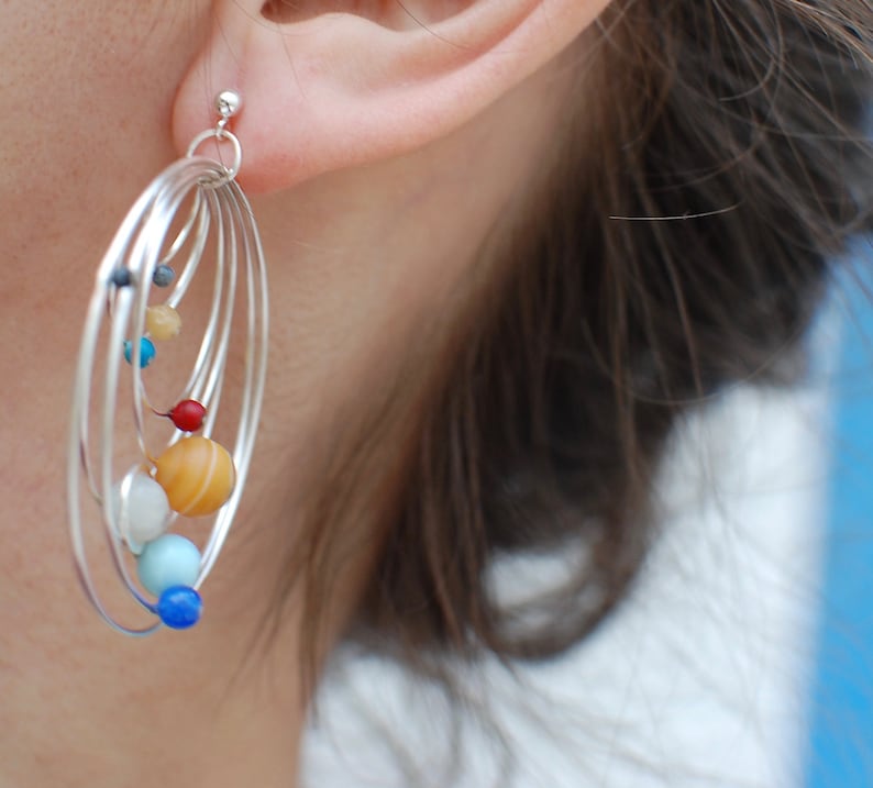 MONO solar system dangle earring, SINGLE earring, statement earring image 5