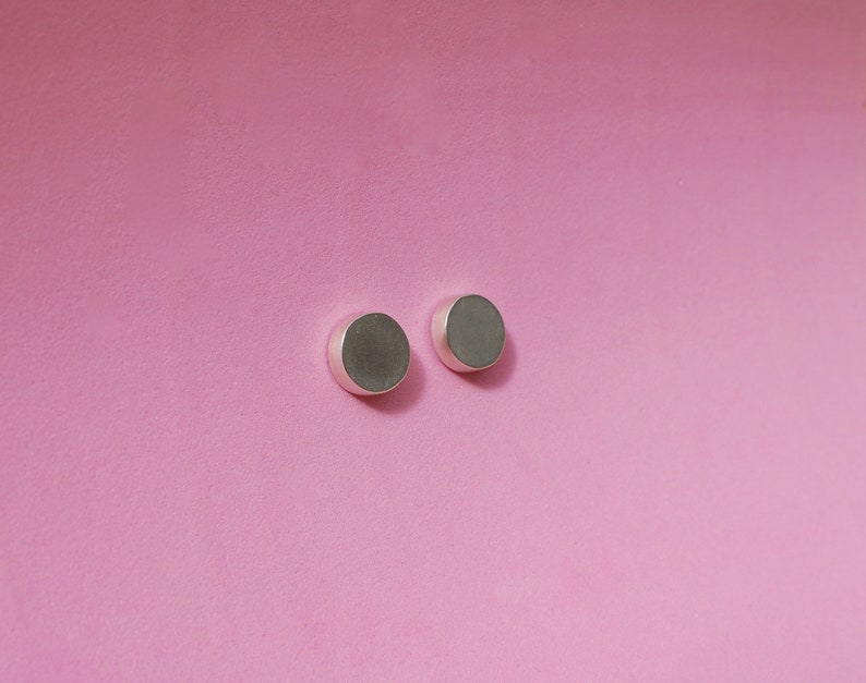 button stud earrings, sterling silver image 2