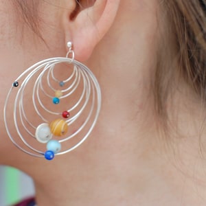 MONO solar system dangle earring, SINGLE earring, statement earring image 3