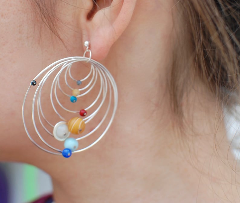 MONO solar system dangle earring, SINGLE earring, statement earring image 3