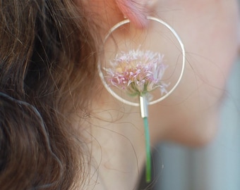 SINGLE plant holder earring, flower vase, MONO earring, minimalist earring, statement jewelry