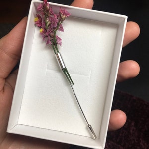 plant holder brooch, flower holder pin, minimalist brooch, boutonniere image 3