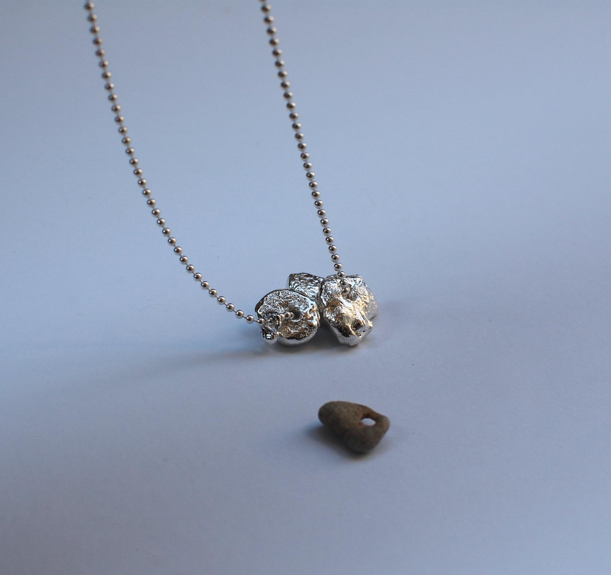 Lucky Rock Necklace, Silver Pebble Pendants on a Chain - Etsy