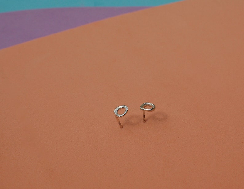 donut, minimalist silver stud earrings image 5