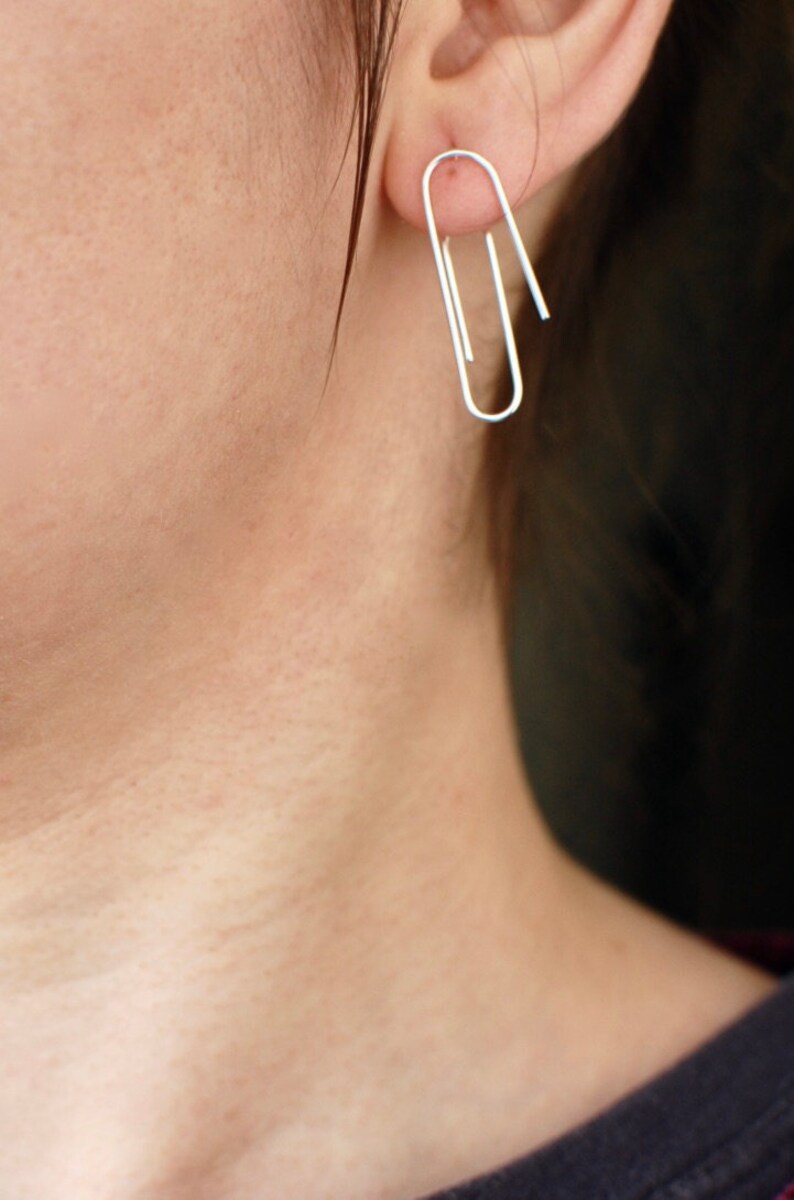 Paper Clip Earrings Fun Jewelry Minimalist Geometric Etsy