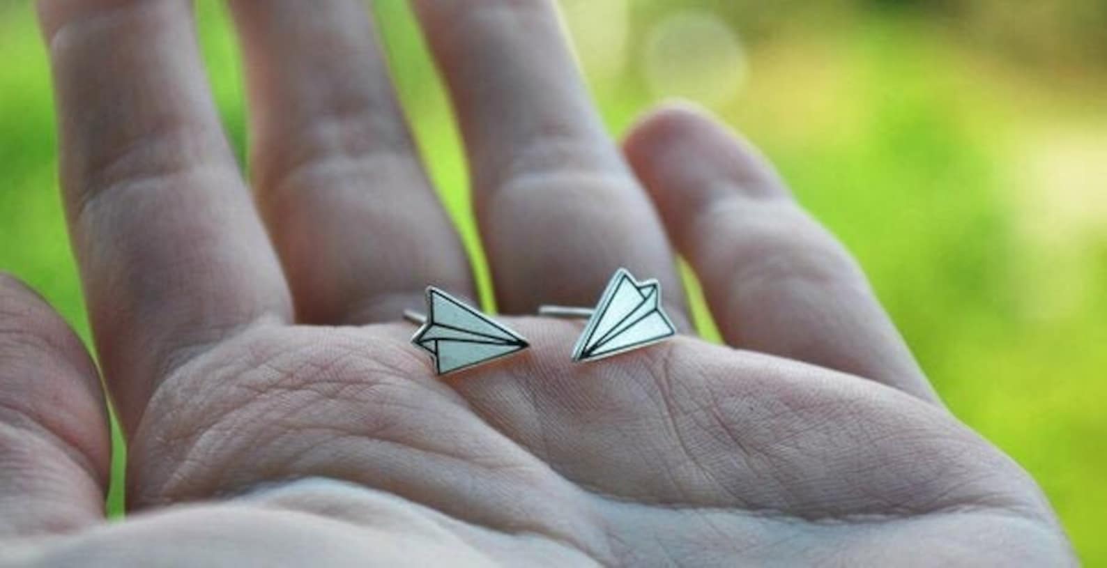 Paper plane earrings stud earrings silver studs minimalist Etsy