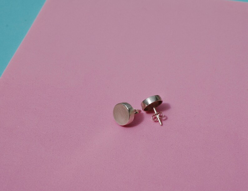 button stud earrings, sterling silver image 6