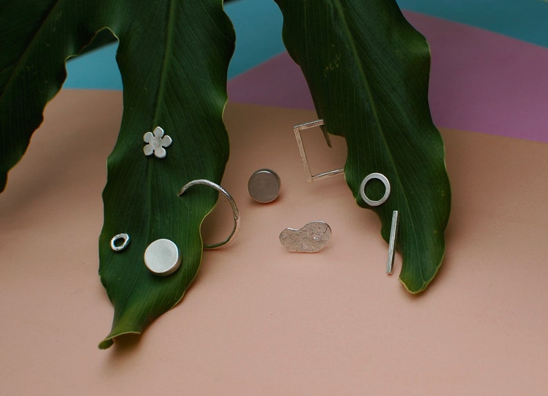 donut, minimalist silver stud earrings image 6