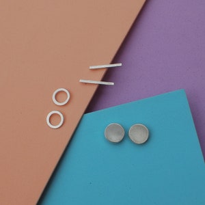 button stud earrings, sterling silver image 7