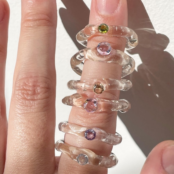 Invisible Rings Set · Clear Resin Rings With Zirconia Crystals