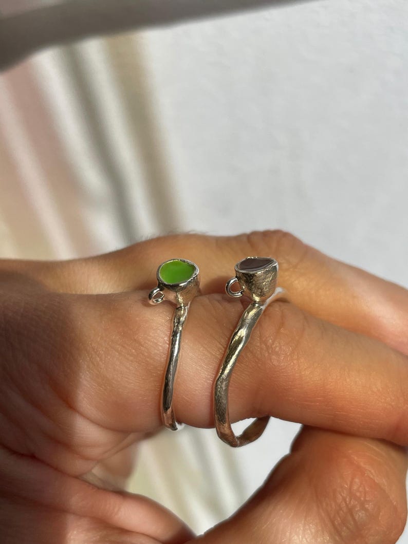 ENSEMBLE petite tasse en argent, tasse à matcha, bague et boucles d'oreilles image 8