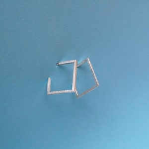 textured sterling silver square hoop earrings image 7